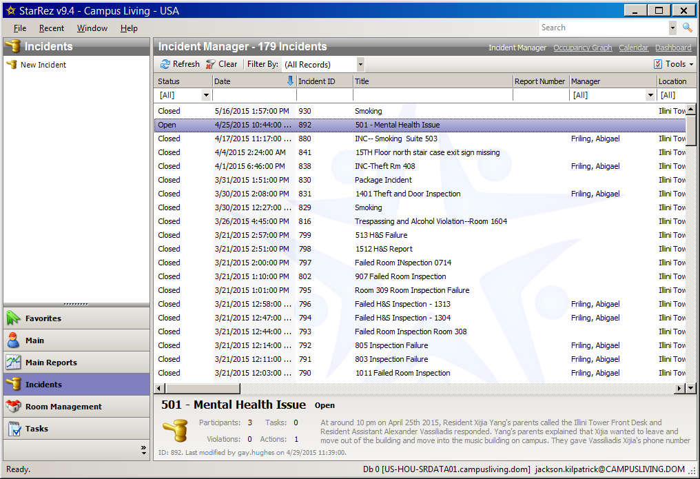 StarRez Incident Manager